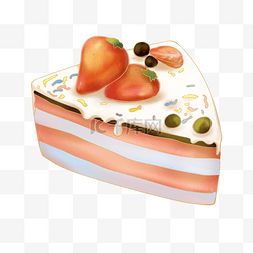 雪糕草莓图片_手绘草莓蛋糕插画