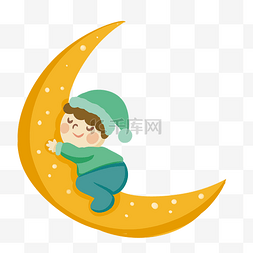 抱着月亮睡觉图片_卡通趴着睡觉插画