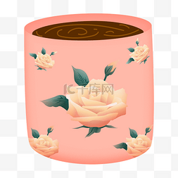 玫瑰免抠图图片_可爱粉色玫瑰甜蜜咖啡