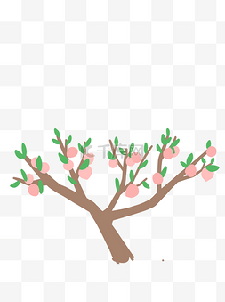 手绘桃子树元素设计