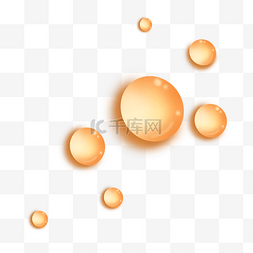 橙黄色可爱圆形立体水滴