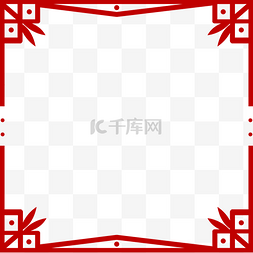 手绘简约中国红文艺清新边框透明