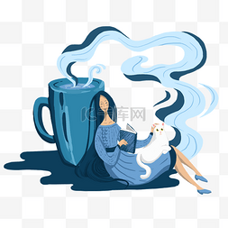 靠着抱枕的女孩图片_靠着咖啡杯奶茶杯的女人免扣图