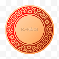 中秋赏月的圆形图片_印着古代铜钱符号的圆盘