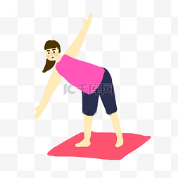 手绘瑜伽图片_在做瑜伽减肥健身的少女