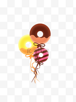 粉红色气球气球图片_可爱手绘甜甜圈气球可商用