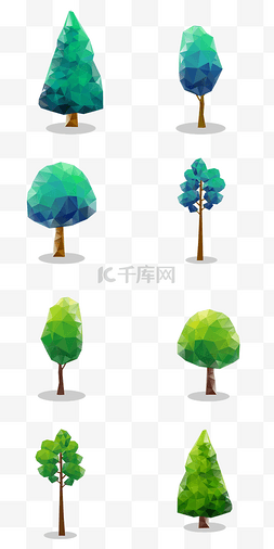 设计图片_lowpoly不同种类树木矢量免抠png