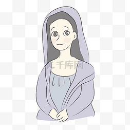 清新手绘可爱卡通名画蒙娜丽莎