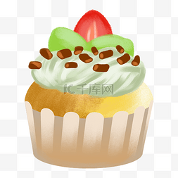 奶油纸杯蛋糕图片_手绘甜品甜点美食之水果奶油纸杯