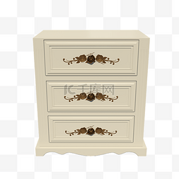 木制床头柜图片_乳黄色的欧式床头柜