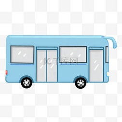 低碳公交车图片_卡通蓝色公交车插画