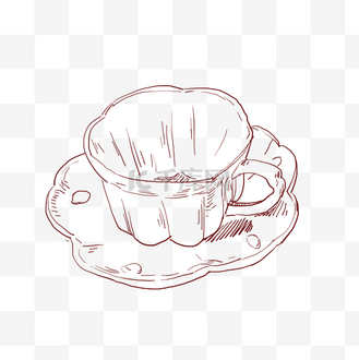 线描酒水杯图片素材_线描杯子杯碟