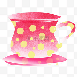 漂亮咖啡图片_粉色的咖啡杯插画