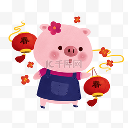 猪祝福图片_猪年金猪灯笼
