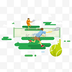 球拍卡通图片_网球竞赛的运动员