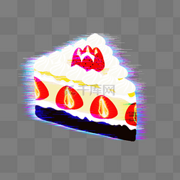 酷炫故障艺术风格的草莓蛋糕