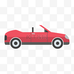 创意交通工具图片_红色的敞篷汽车插画