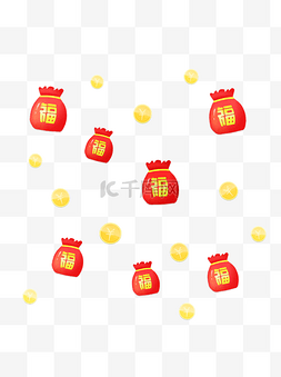 金色狗年图片_新年节日金色钱币金币福袋理财漂