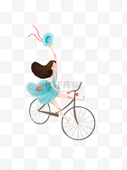 自由设计图片_骑自行车的自由女孩图案元素