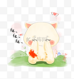草坪泡泡图片_情感表达害羞的猫咪