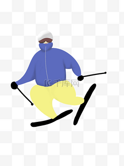简约滑雪的男生人物设计