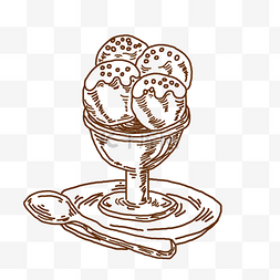 线描冰激凌图片_手绘线描冰淇淋