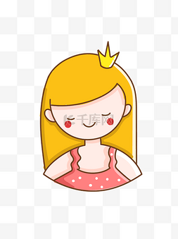 卡通可爱长发公主女孩