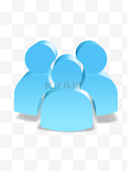 商务人4人图片_C4D风格团队合作蓝色图标