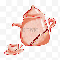 手绘土豆丝图片_茶壶卡通手绘插画