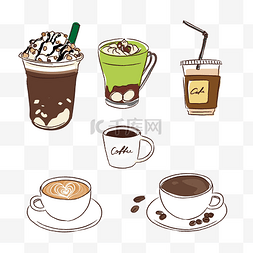 咖啡图片_咖啡卡通手绘矢量图