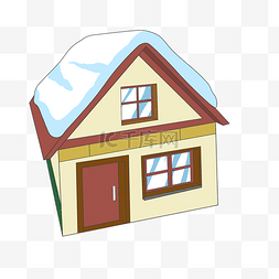 冬季下雪房子图片_冬季小物卡通手绘插画