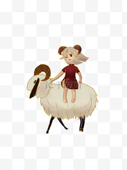 白羊座logo图片_卡通可爱骑着白羊的白羊座女孩可