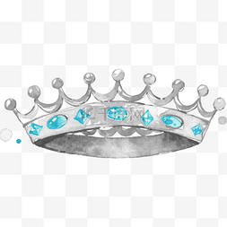 公主手绘图片_水彩手绘公主银色水晶皇冠