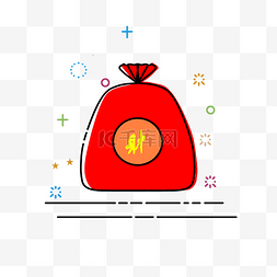 红包黄色图片_手绘新年钱袋MBE图标插画