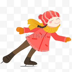 冬季滑雪的小女孩图片_溜冰的小女孩PNG素材