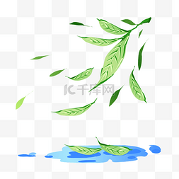绿叶水面图片_绿叶飘落到水面