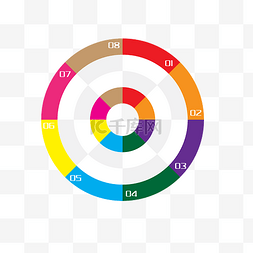 循环箭头图片_数字序列彩色环形图