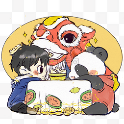 饺子好吃图片_手绘卡通新年吃饺子