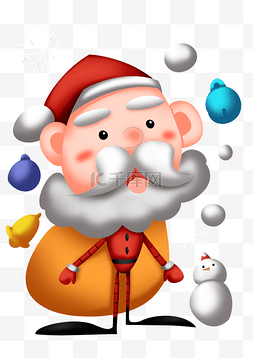 圣诞老人和雪人插画