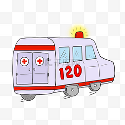 救护车卡通手绘插画
