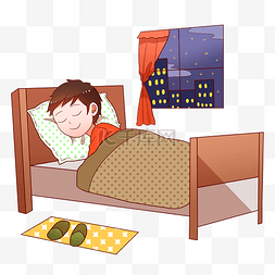 红色的被子图片_世界睡眠日睡觉的小男孩