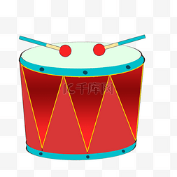 古风手绘乐器图片_红色的乐器鼓插画