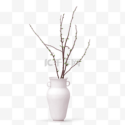 灰色圆弧植物插花元素