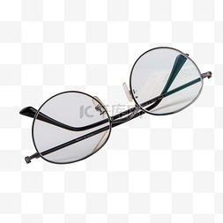 灰色眼镜图片_灰色圆弧眼镜元素