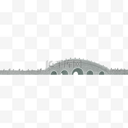 建筑灰色插画图片_灰色圆弧拱桥元素