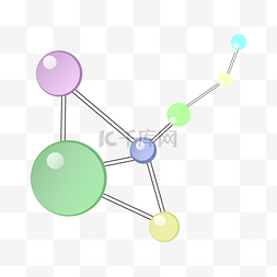 彩色圆球分子链插画