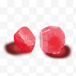 卡通手绘水彩红色的两粒石榴籽