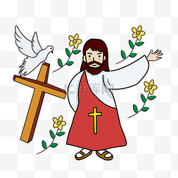 耶稣祈祷图片_基督耶稣手绘插画