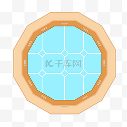 复古风窗户图片_卡通多边形中国风复古窗户