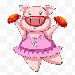 可爱的卡通小猪图片_卡通动物可爱动物粉色小猪健美操